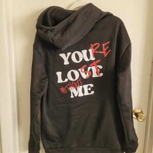Black Hoodie with Bold Graphic Text